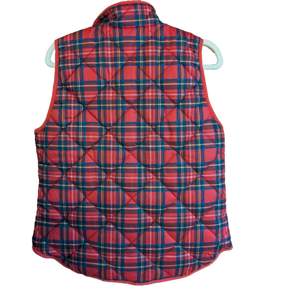 Womens J Crew Factory Tartan Plaid Puffer Vest snap pockets NEW NWT LARGE - Picture 2 of 5